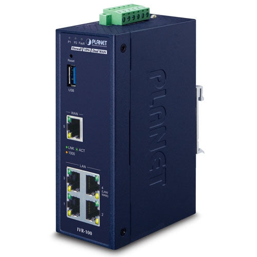 Planet IVR-100 Industrial 5-Port 10/100/1000T VPN Security Gateway