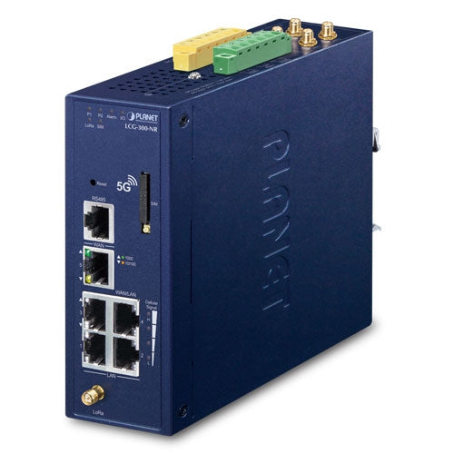 Planet LCG-300-NR-US IP30 Industrial IoT LoRaWAN + 5G NR Cellular Gateway with 5-