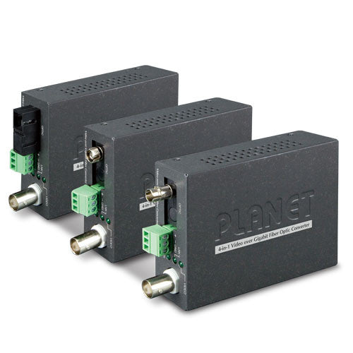 Planet VF-106G-KIT 1-Channel 4-in-1 Video over Gigabit Fiber(SC WDM) converter up to 20KM