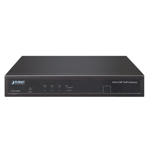 Planet VGW-420FO 4-Port SIP VoIP Gateway (4*FXO): IETF SIP 2.0, T.38 FAX, Mul