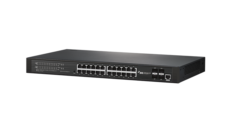 IDIS DH-2328PF-A 28 Port DirectIP Gigabit PoE Switch, 24-Port, PoE/PoE+ Switch 370W max PoE output, 4 SFP Slots
