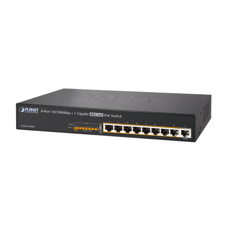 ACTi PPSW-0100 PLANET FGSD-910HP 8-Port 802.3at PoE Switch (PoE Budget 120W)