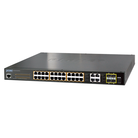 ACTi PPSW-1101 PLANET GS-4210-24PL4C 24-Port Gigabit 802.3at Managed PoE Switch (PoE Budget 440