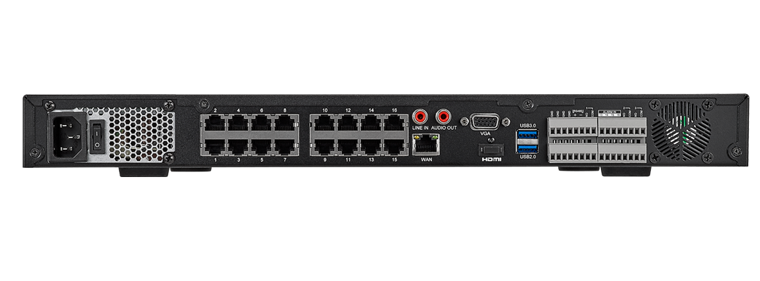Lilin NVR5416E-1X1TB 1TB 16CH, 4K PoE NVR 1U 19" RM with 12.5 Watt per port