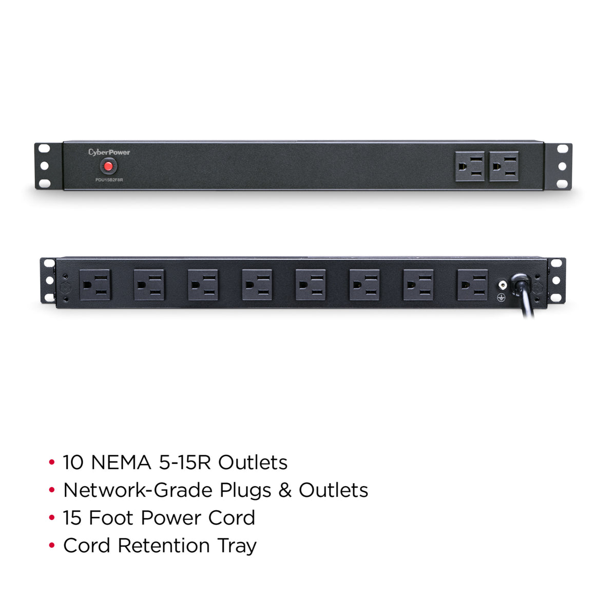 CyberPower PDU15B2F8R 10-outlet (2 front, 8 rear) rackmount basic power distribution unit (PDU)