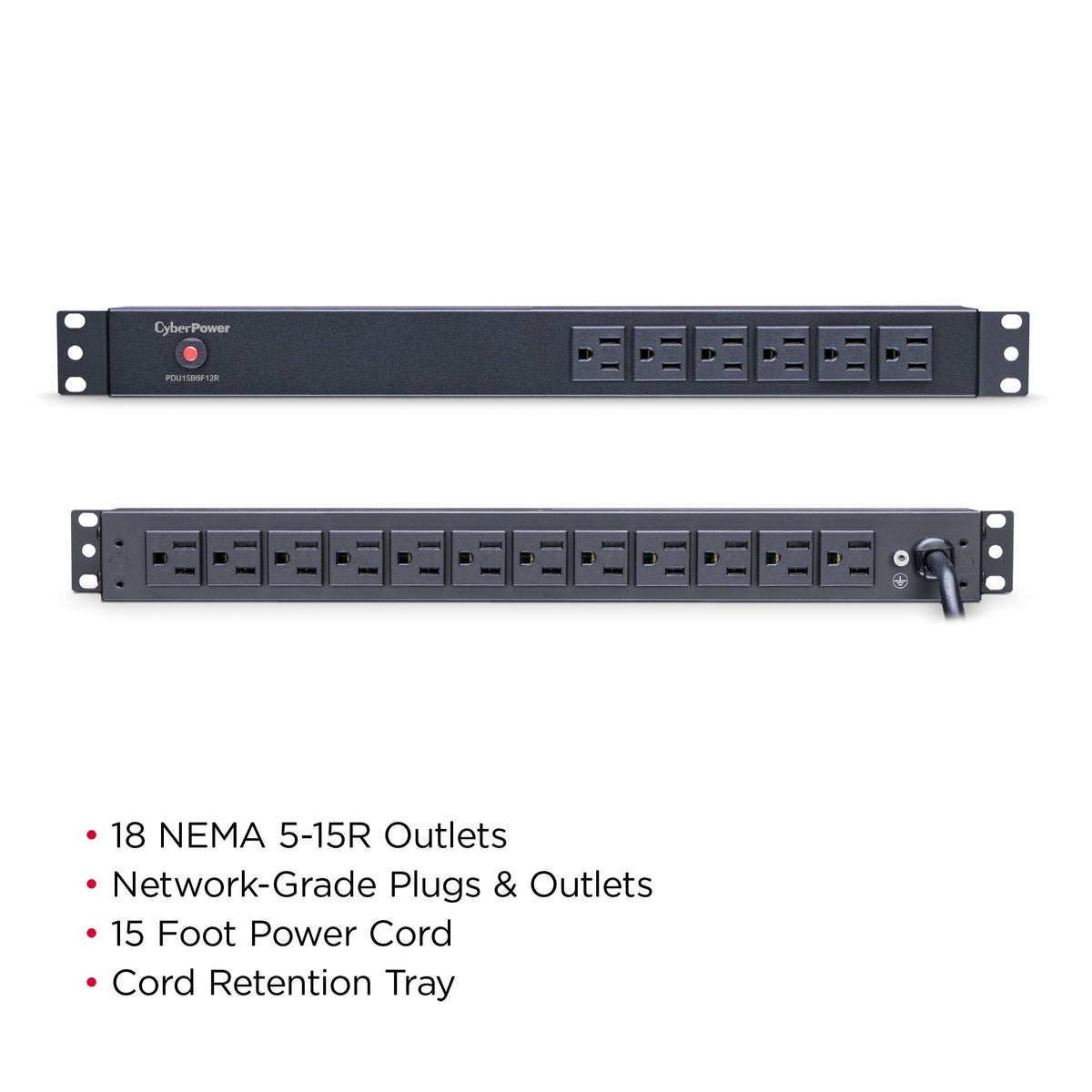 CyberPower PDU15B6F12R 18-outlet (6 front, 12 rear) rackmount basic power distribution unit (PDU)