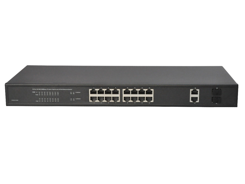 Hanwha SWT-P-162-480B 16 Port PoE+ Switch