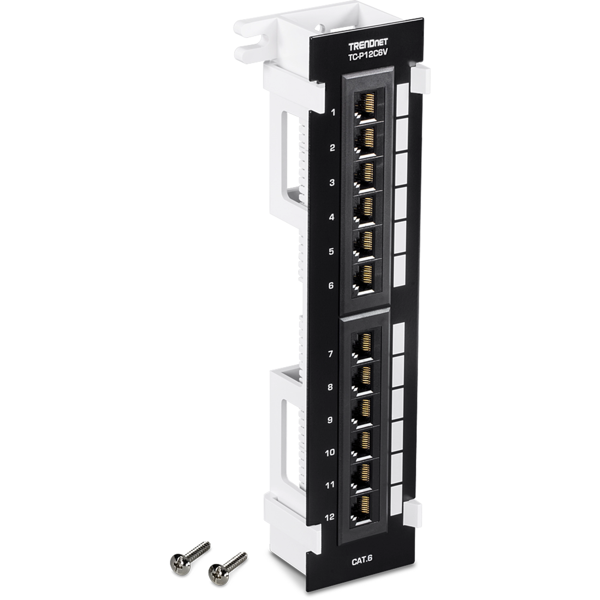 TRENDnet TC-P12C6V 12-Port Cat6 Unshielded Wall Mount Patch Panel with Included 89D Bracket