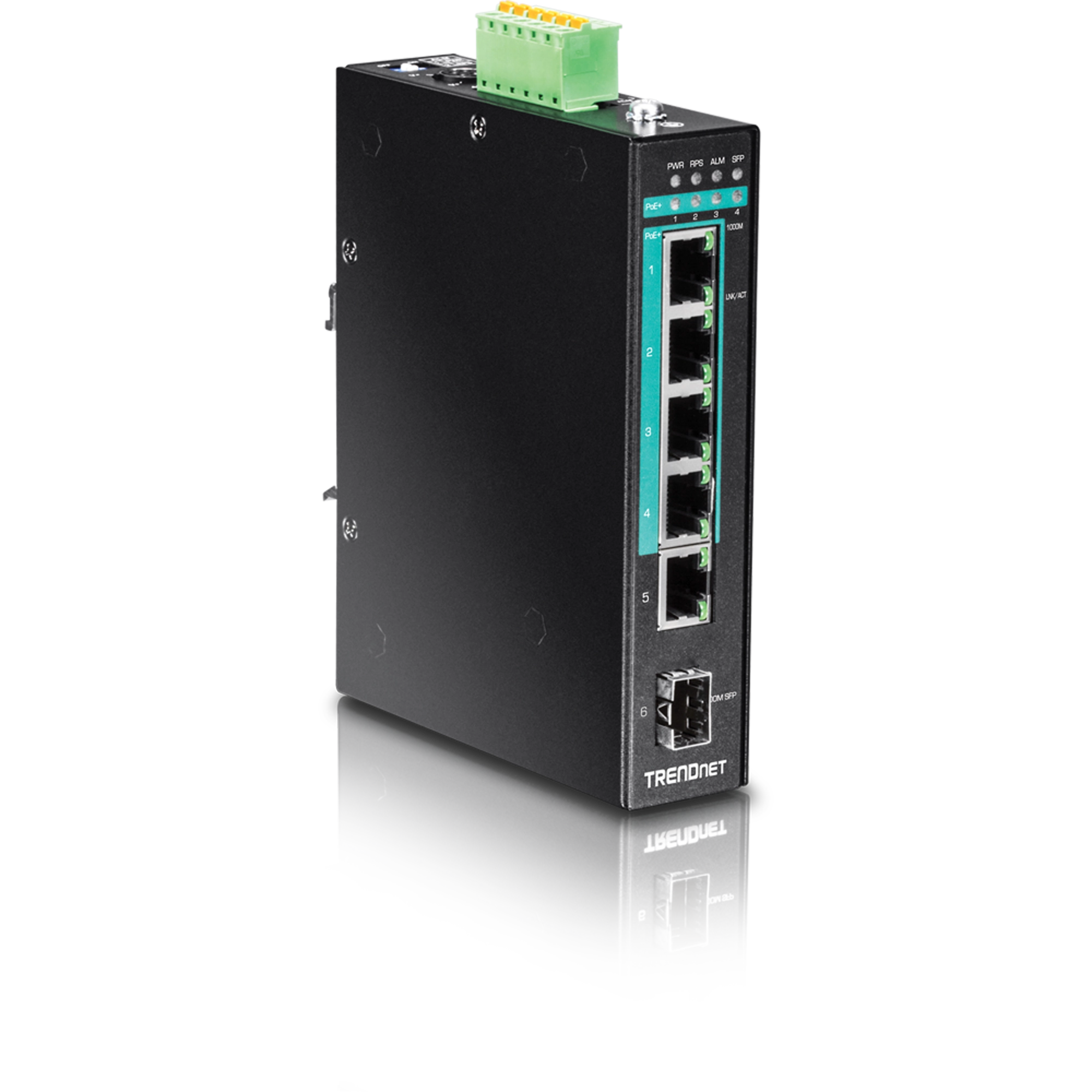 TRENDnet TI-PG541 5-Port Hardened Industrial Gigabit PoE+ DIN-Rail Switch