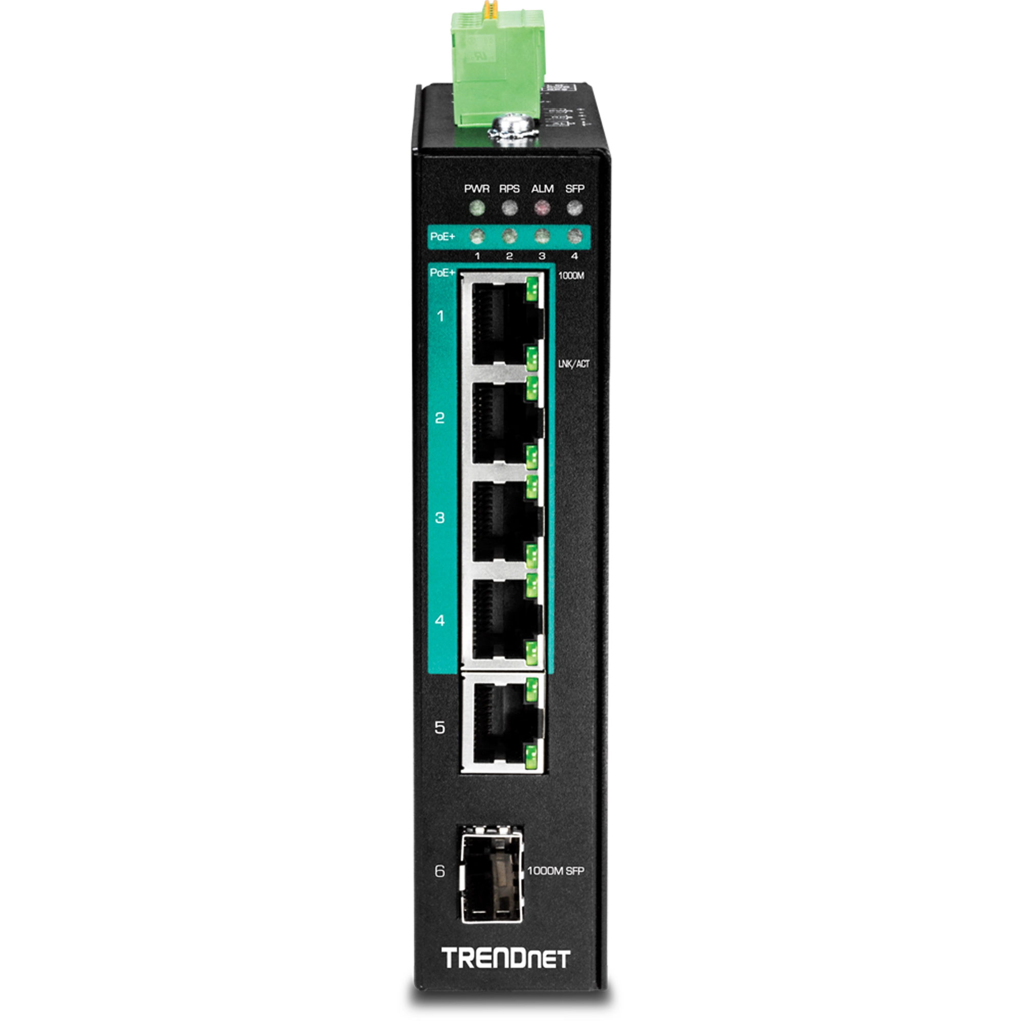 TRENDnet TI-PG541 5-Port Hardened Industrial Gigabit PoE+ DIN-Rail Switch