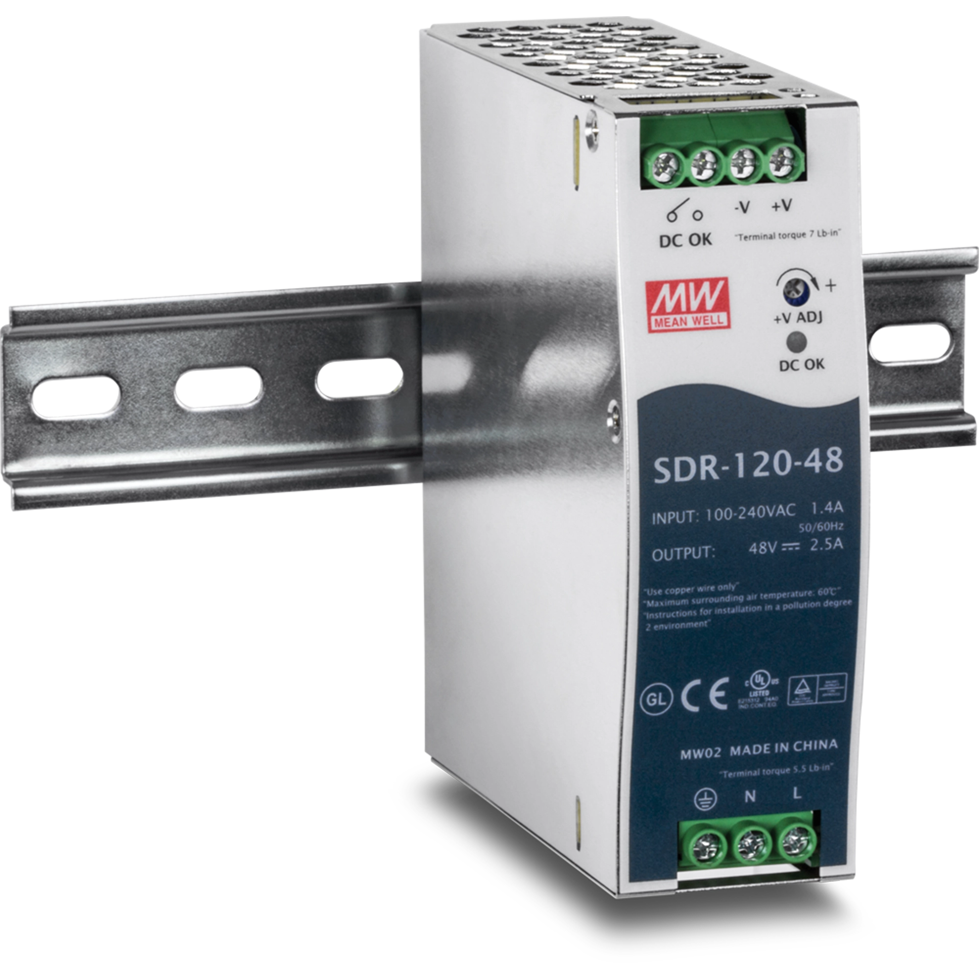 TRENDnet TI-S12048 DIN Rail 48V 120W Power Supply for TI-PG541