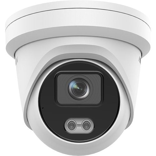 Hikvision DS-2CD2347G2-LU Performance Series ColorVu 4MP WDR Turret IP Camera with Built-In Microphone, 4mm Fixed Lens, White