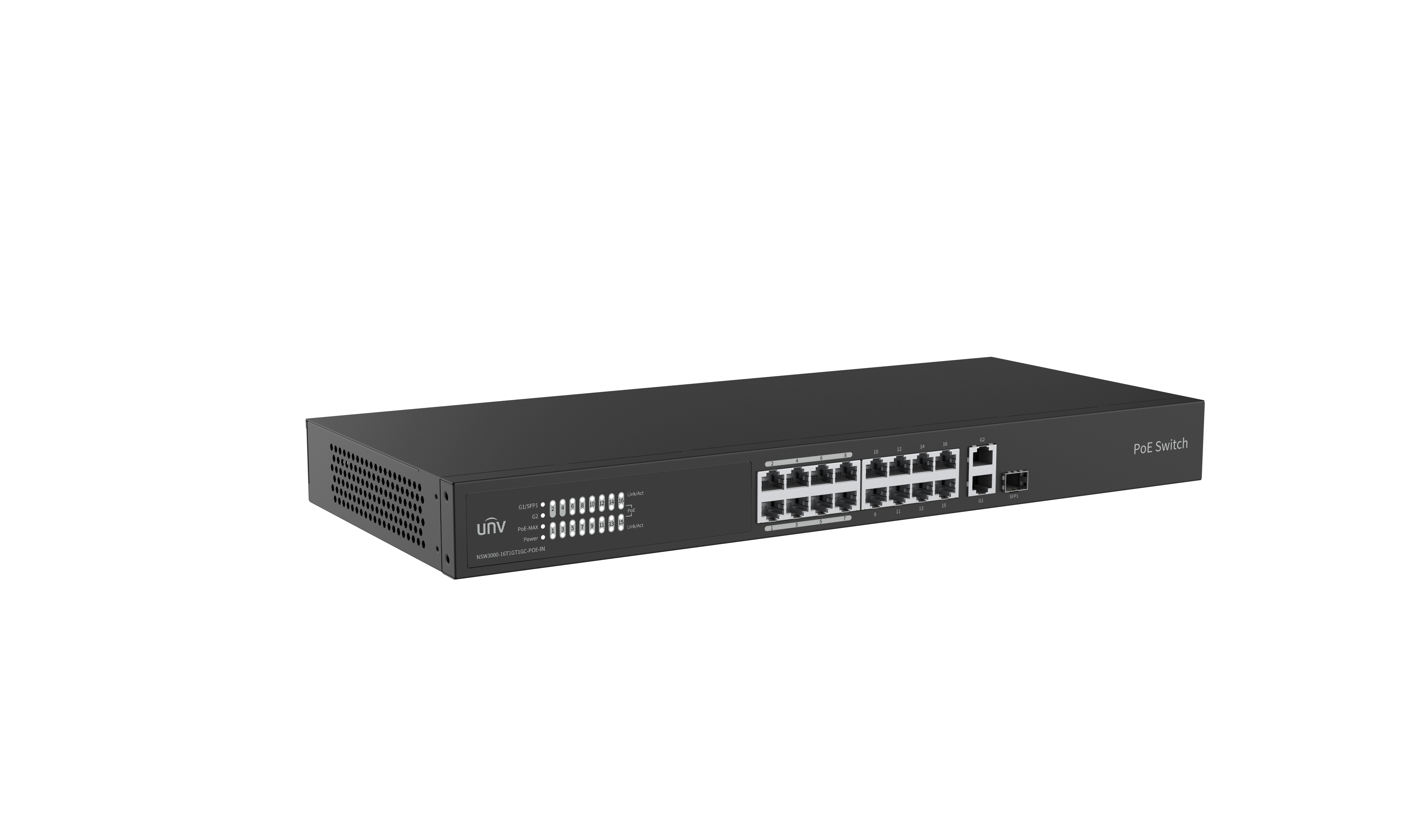Uniview NSW3000-16T1GT1GC-POE-IN Ethernet 16 Port 250W Cloud Managed Ethernet PoE Switch