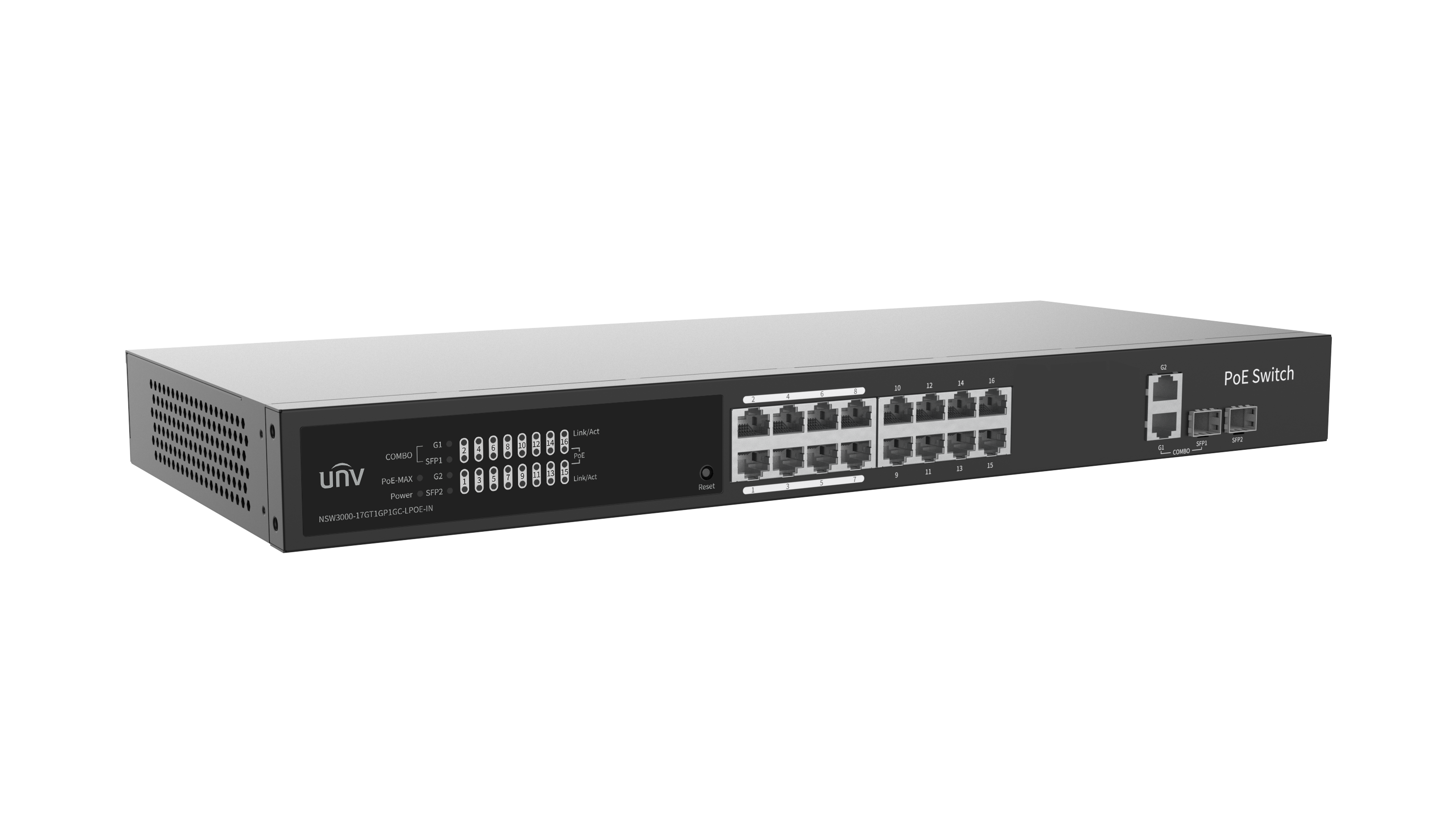 Uniview NSW3000-17GT1GP1GC-LPOE-IN Giga 16 Port 150W Cloud Managed Ethernet Low Power PoE Switch