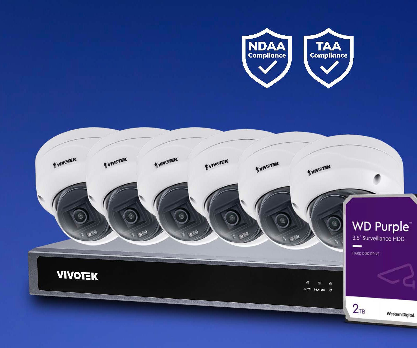 Vivotek V5K6D3A2 VIVOTEK 8CH KIT FD9380-HF2 5MP Dome x6, ND9326P NVR 2TB