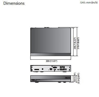 Samsung/Hanwha XRN-410S 4 Channel PoE Network Video Recorder Dimensions