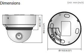 Samsung/Hanwha XND-6010 2MP Dome Network Camera Dimensions
