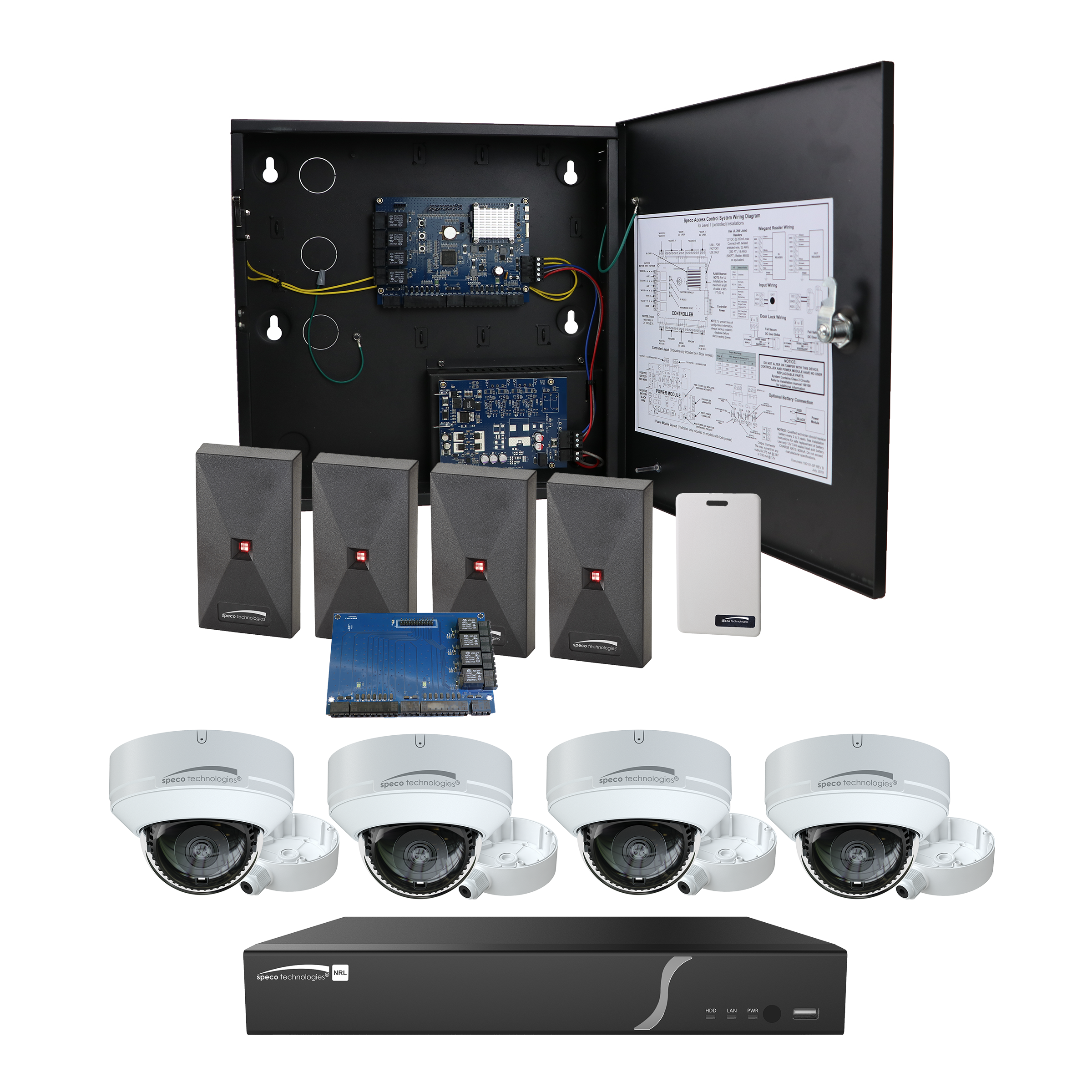 Speco Technologies ACKIT2VIDB 4 Door Access Control System & Video Integrated System-Basic Power