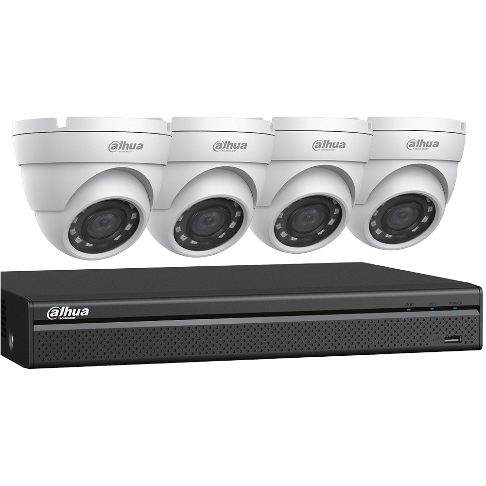 Dahua C542E42A HDCVI Kit: 4-CH Penta-brid DVR + 4 x 2MP, Mini Eyeball Cameras