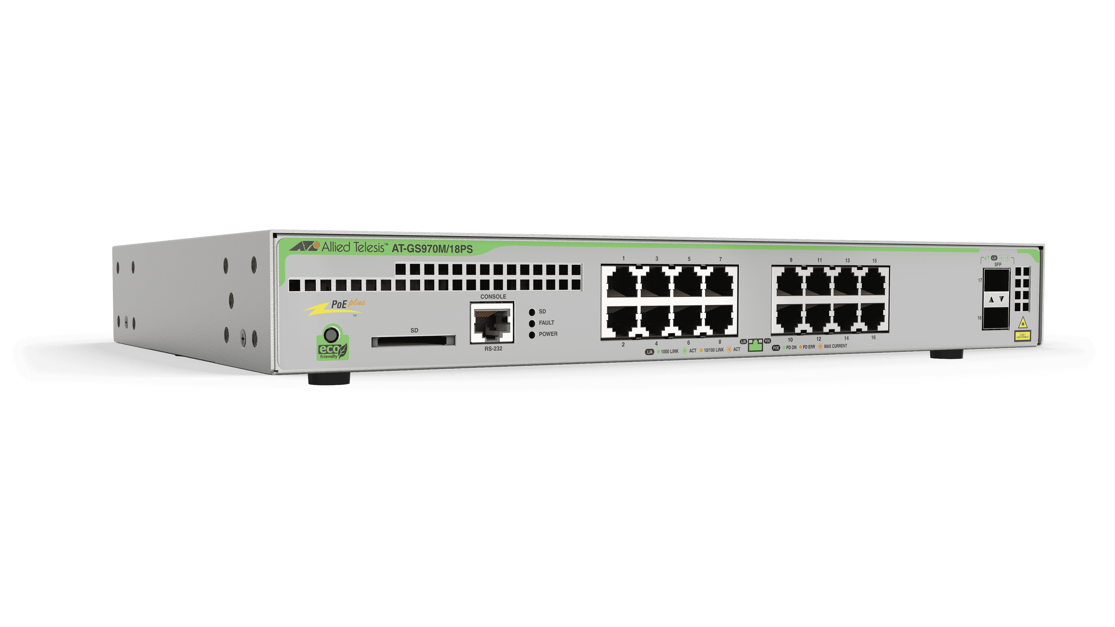 Hanwha AT-GS970M/18PS-R-10 - 16 x Gigabit Ethernet PoE+ 247W