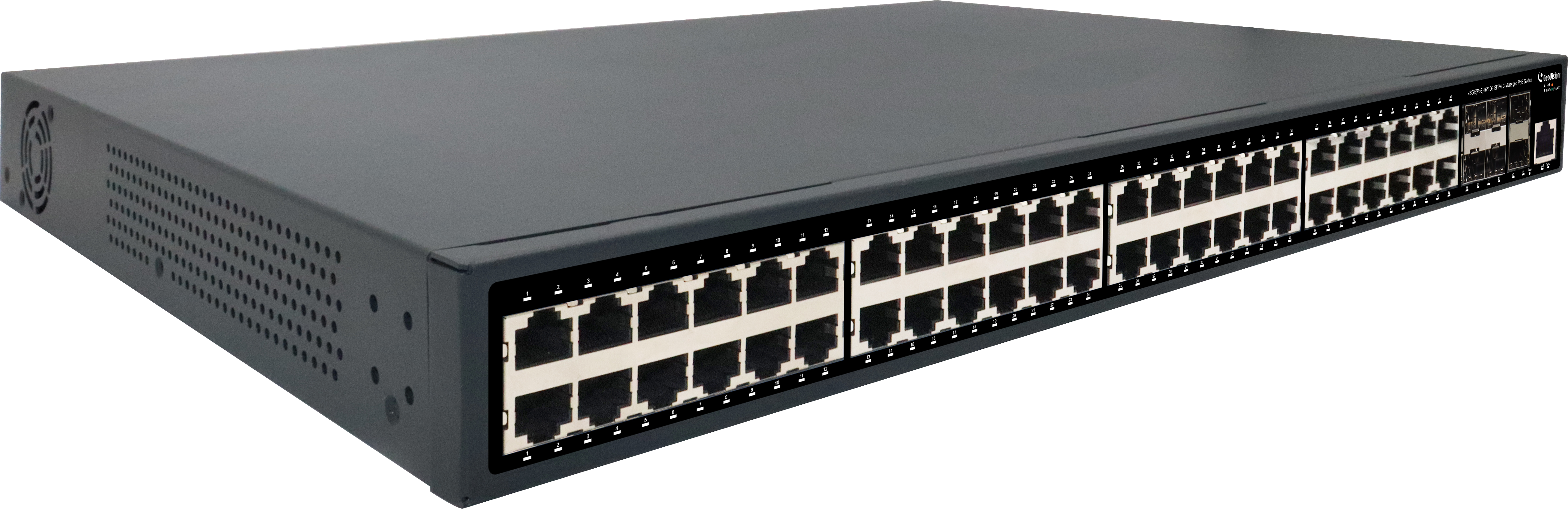 Geovision GV-APOE4813 (140-APOE48W-000) 48-Port Gigabit 802.3at + 6*10GE SFP+ Uplink Port, Web Management