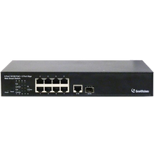 Geovision GV-POE0801 8-port 10/100 Mbps Web Managed Base T(x)PoE+Web Smart PoE Switch 2 uplink ports.