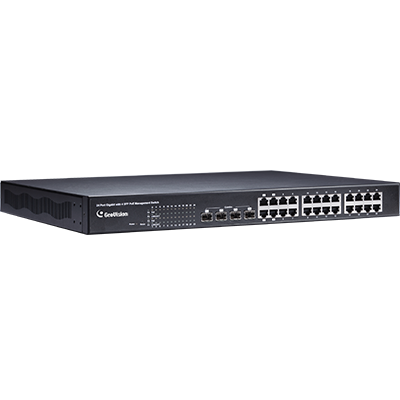 Geovision GV-POE2411-V2 24-port 10/100/1000 Mbps Web Managed Base T(x) PoE +Web Smart PoE Switch 2 SFP uplink port. (140-POE2411-G24)