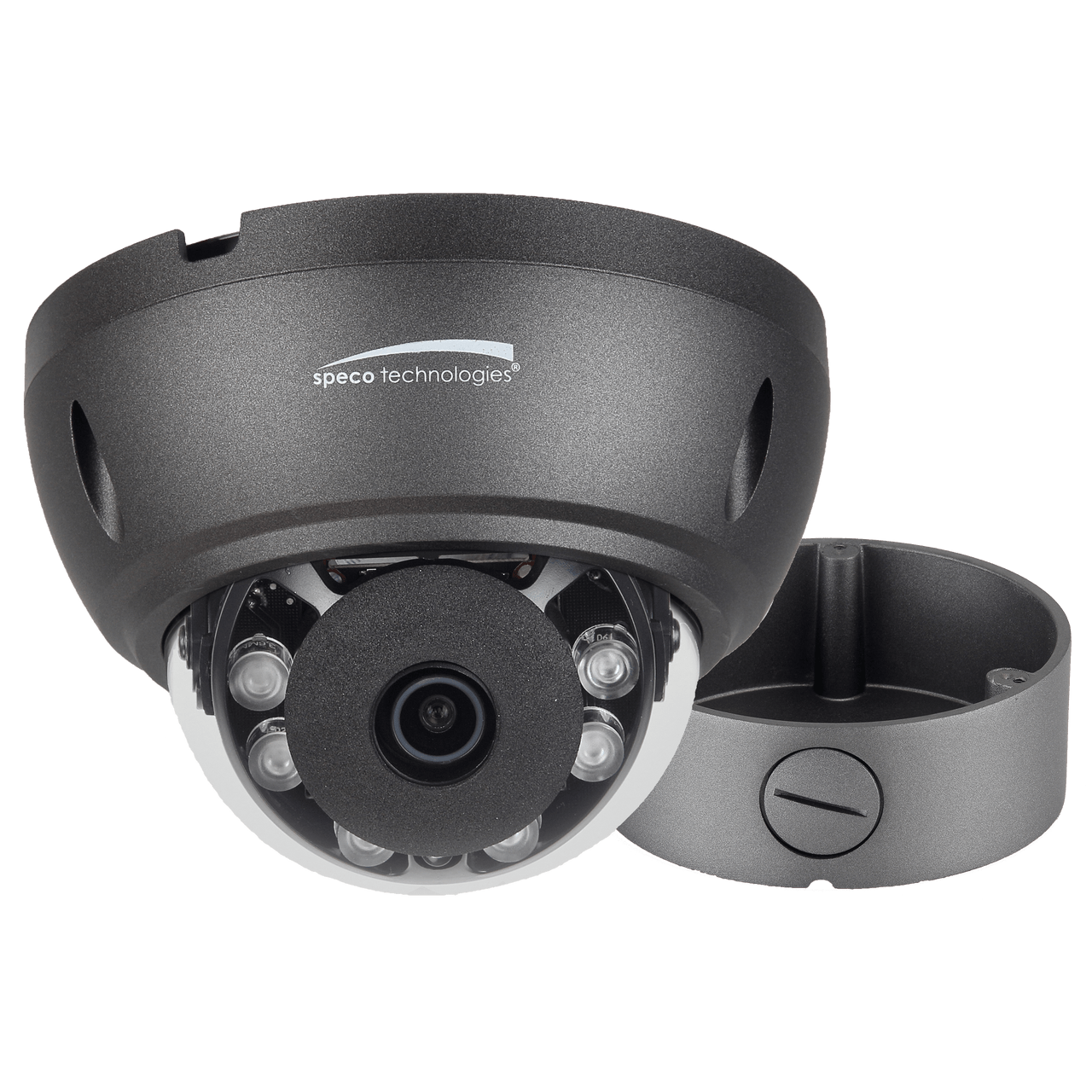 Speco Technologies SPE-HTD8TG 4K HD-TVI Dome, IR, 2.8mm lens, Grey housing, Included Junc Box, TAA (SPE-HTD8TG)