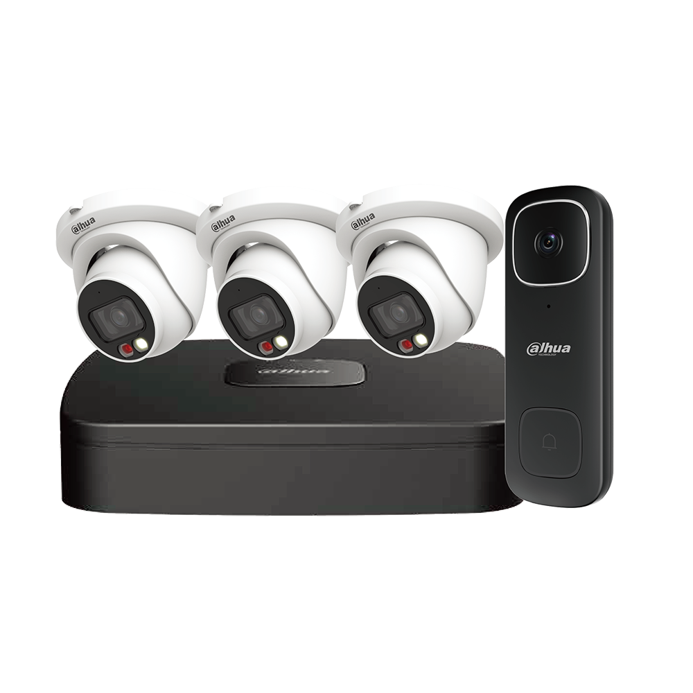 Dahua N444B42C IP Kit: 4-CH NVR + 4 x 4MP, VU-MORE Night Color Eyeball Cameras + 2MP WiFi Video Doorbell (US Only)