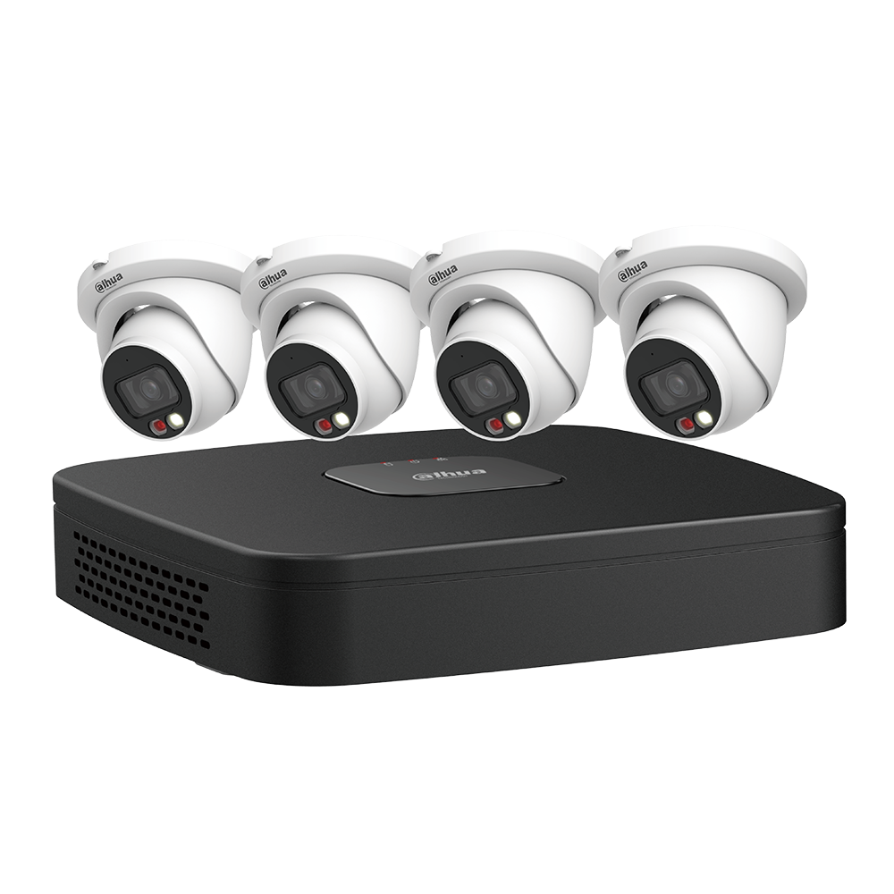 Dahua N444E42C IP Kit: 4-CH NVR + 4 x 4MP, VU-MORE Night Color Eyeball Cameras