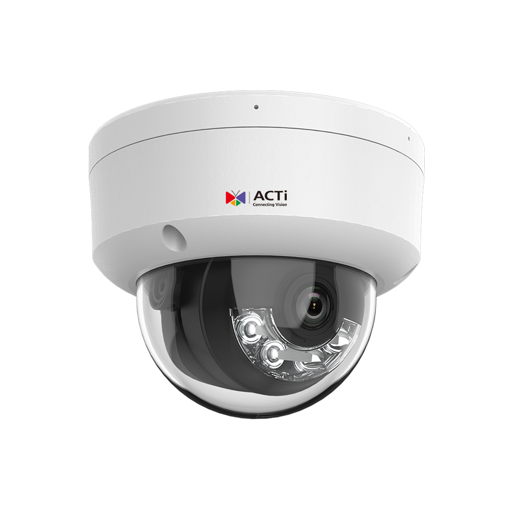 ACTi L71 2MP Deep Learning AI f2.8mm Outdoor Fixed Dome with IR LED 55m, White LED 50m