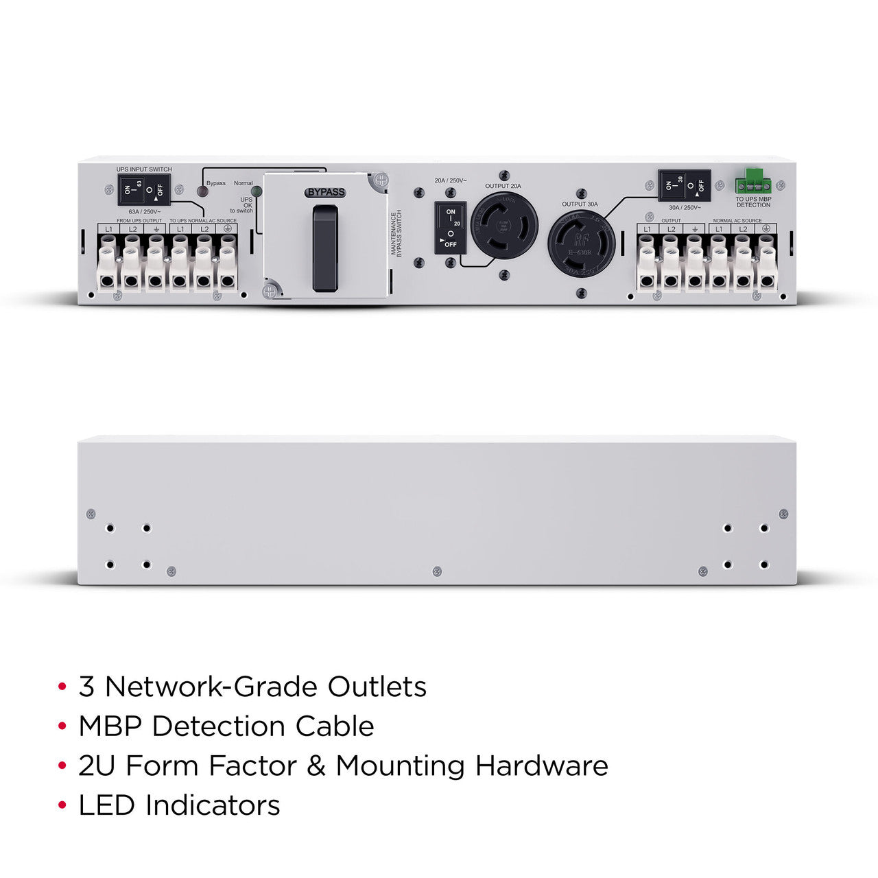 CyberPower MBP63A2 Maintenance Bypass PDU, 2U rack/tower/wall, 200-240V, 1 NEMA L6-20R