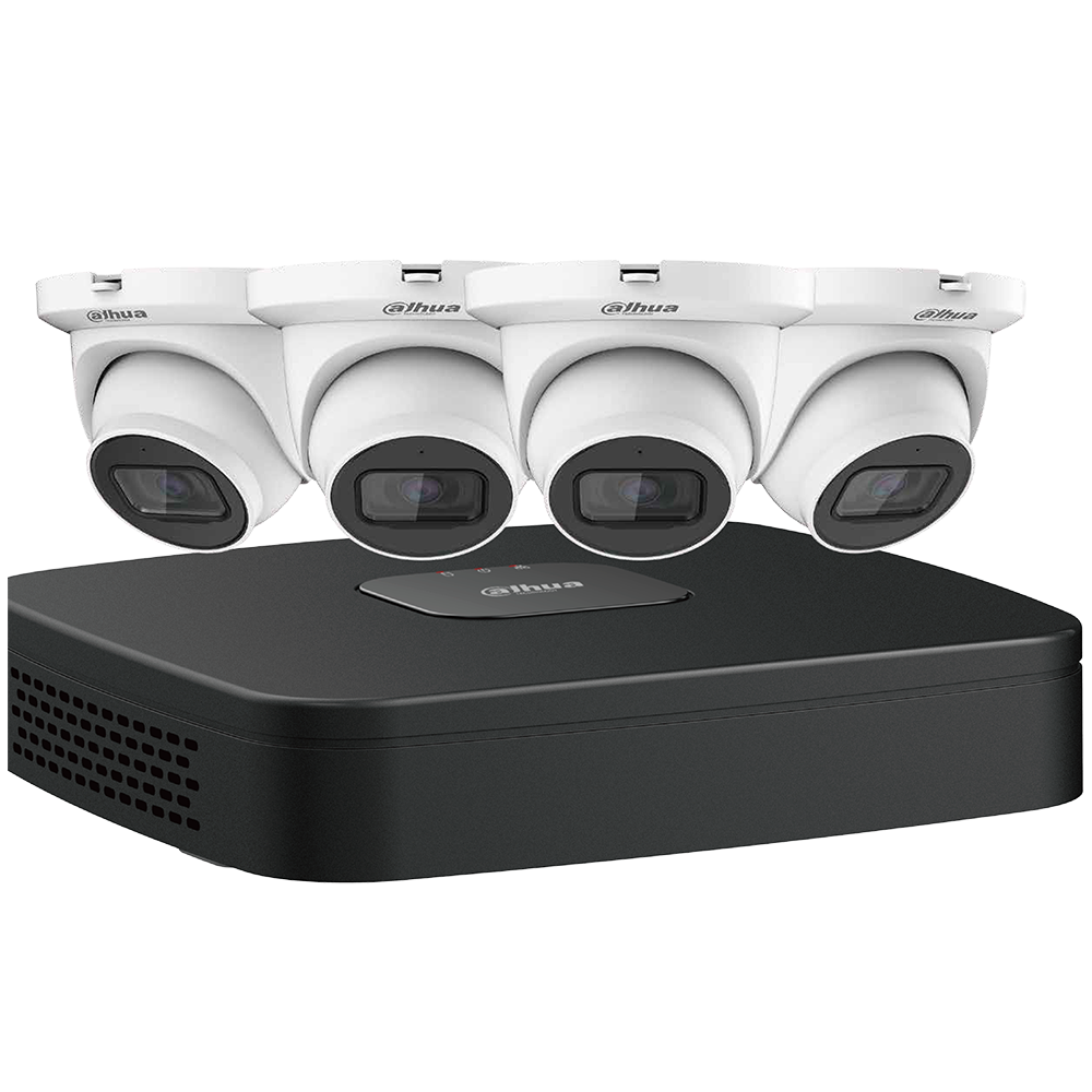 Dahua N444E42S IP Kit: 4-CH NVR + 4 x 4MP, Starlight. Mini Eyeball Cameras