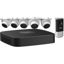 Dahua N484E62A IP Kit: Three (3) 4 MP Eyeball Network Cameras, One (1) WiFi Video Doorbell, One (1) 4-channel 4K NVR
