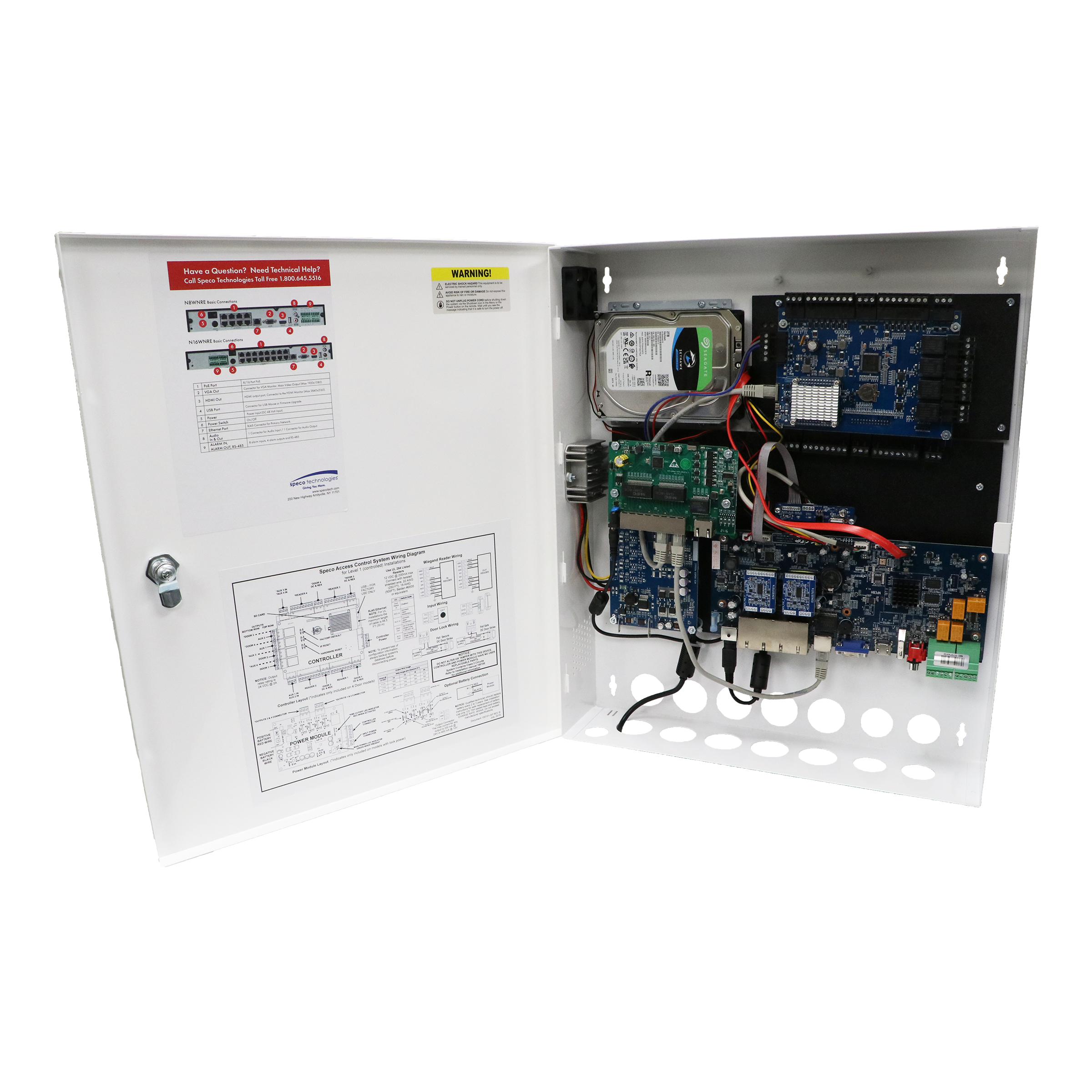 Speco Technologies N8WA42TB 8 Channel WNRE NVR & 4-Door Access Controller with Basic Power, 2TB