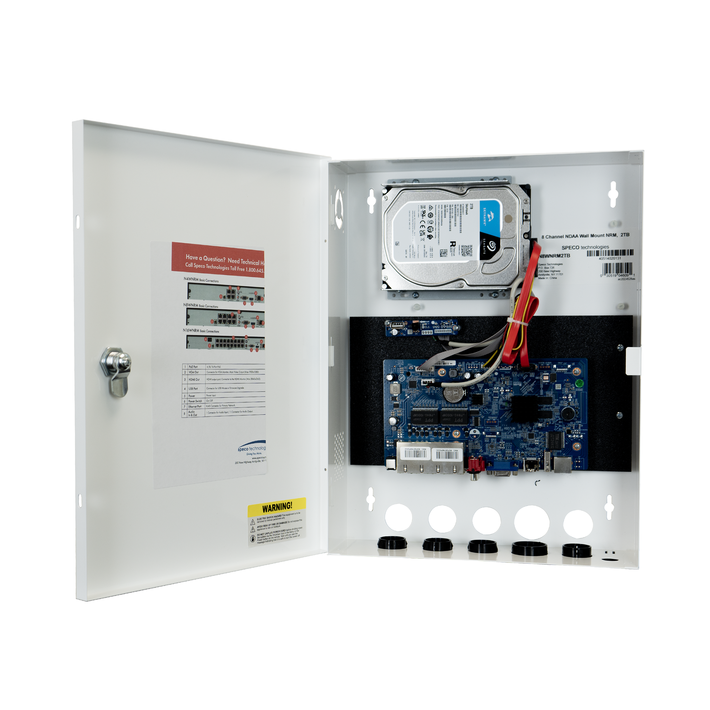 Speco Technologies N16WNRM2TB 16 Channel NDAA Wall Mount NRM, 2TB