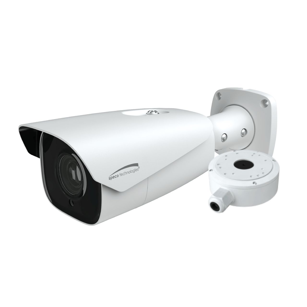 Speco Technologies O4B7M 4MP H.265 AI IP Bullet Camera, IR, 2.8-12mm motorized lens, Included Junc Box, White Housing (O4B7M)