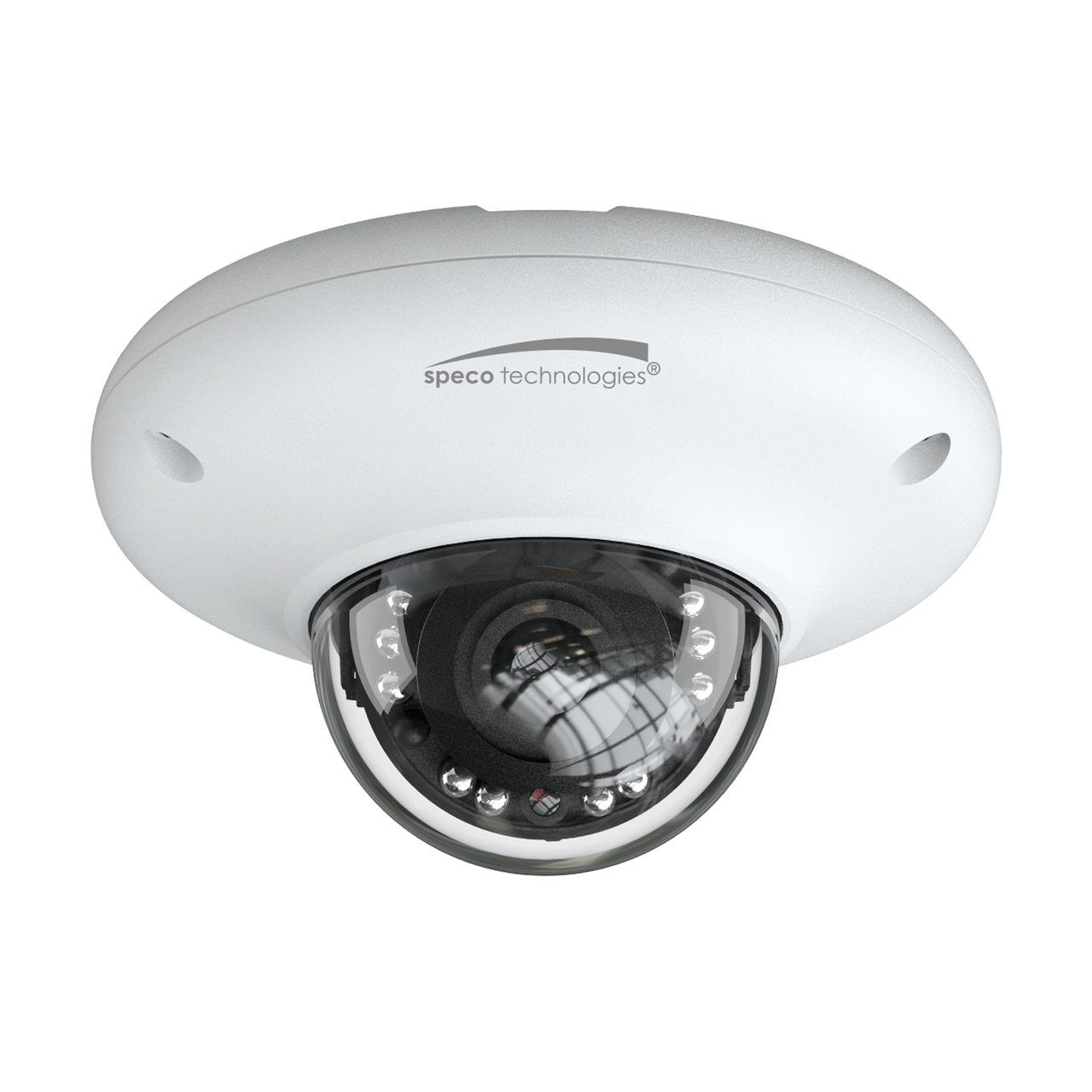 Speco Technologies O4P4 4MP H.265 Mini Dome AI IP Camera,IR, 2.8mm lens, White housing, Included Wall Bckt (O4P4)