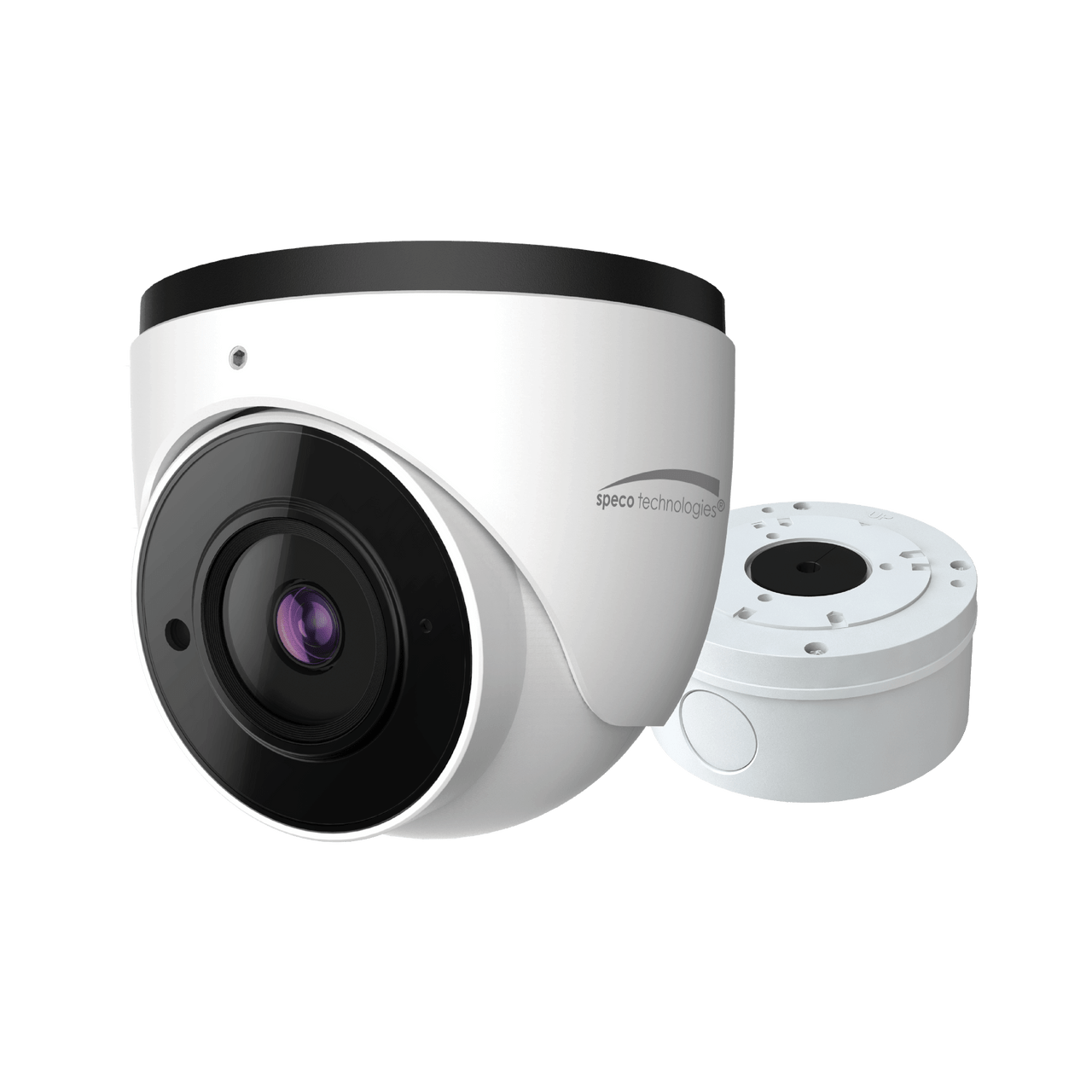 Speco Technologies O4T7 4MP H.265 AI IP Turret Camera, IR, 2.8mm lens, Included Junction Box, White Housing (O4T7)