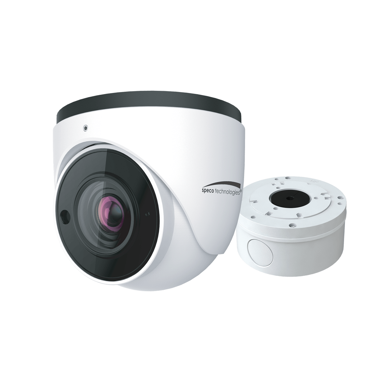 Speco Technologies O4VT1M 4MP H.265 IP Turret Camera with IR, 2.8-12mm motorized Lens, Included Junction Box, White (SPE-O4VT1M)