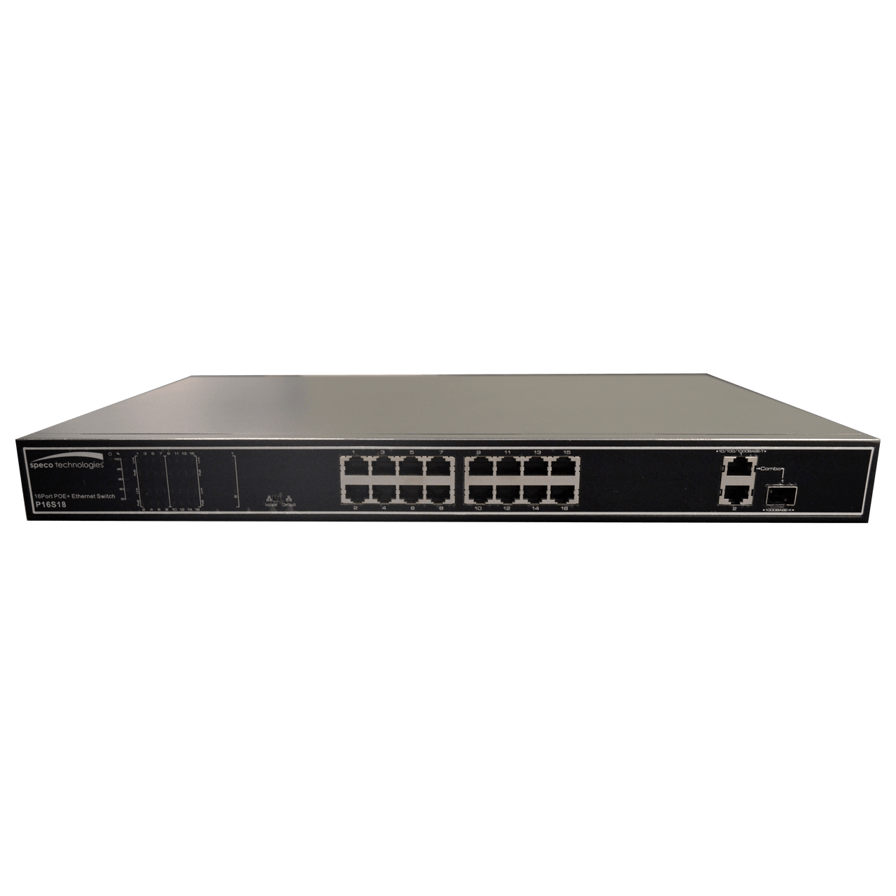 Speco Technologies P16S18 18 Port Switch with 16 port PoE 802.3at, 180W total power budget (P16S18)