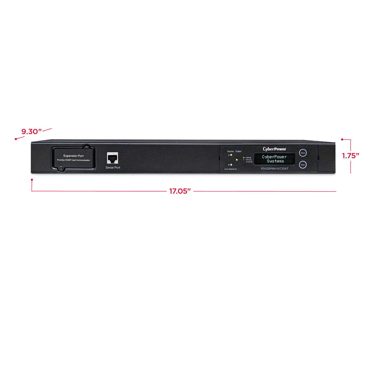 CyberPower PDU20MHVIEC10AT 20A (Derated to 16A), 200 - 240 V, 2 x IEC-320 C20 plug, 10 IEC-320 (8) C13 / (2) C19 Outlets