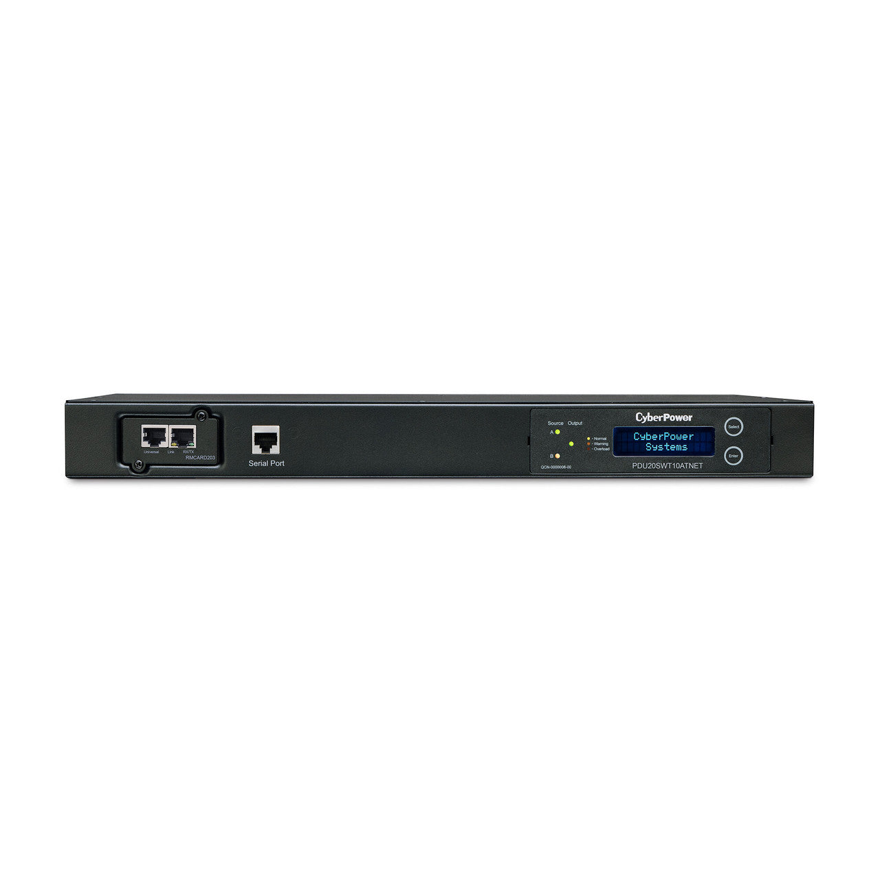CyberPower PDU20SWT10ATNET 20A (Derated to 16A), 100 V - 120 V, 50/60Hz, 2x NEMA L5-20P plugs