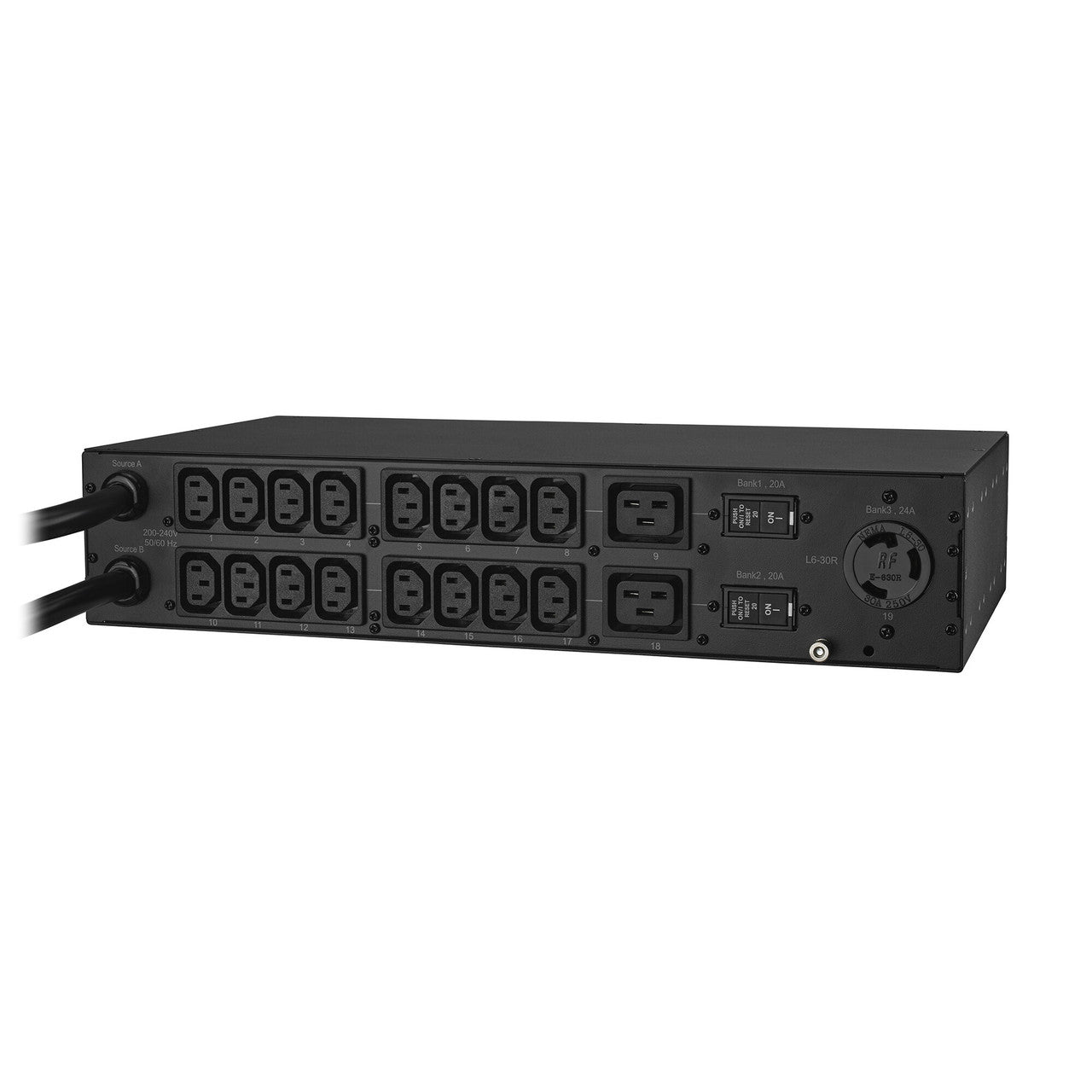 CyberPower PDU30MHVT19AT 30A (Derated to 24A), 200 - 240 V, 2x L6-30P plugs, 19 rear