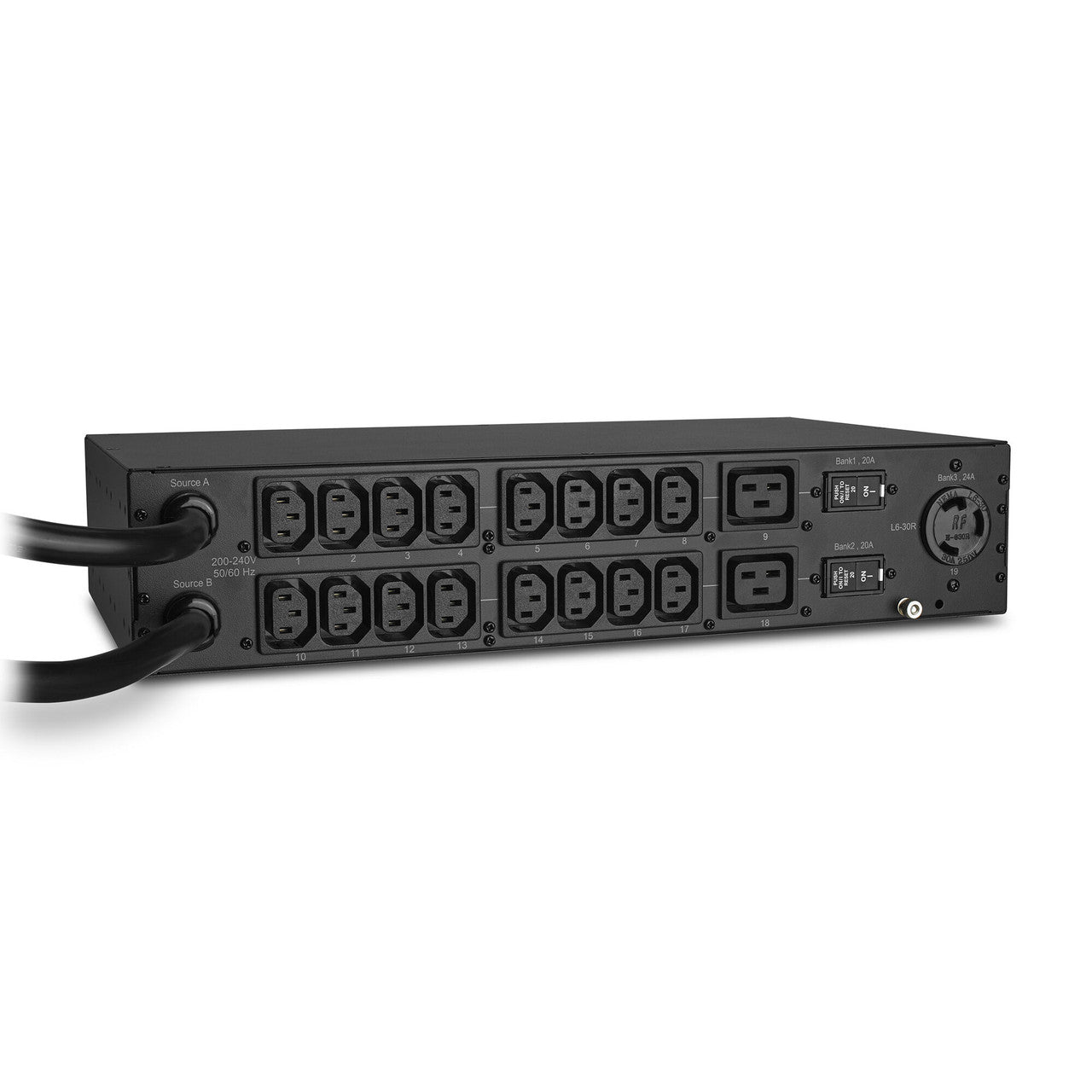 CyberPower PDU30MHVT19AT 30A (Derated to 24A), 200 - 240 V, 2x L6-30P plugs, 19 rear