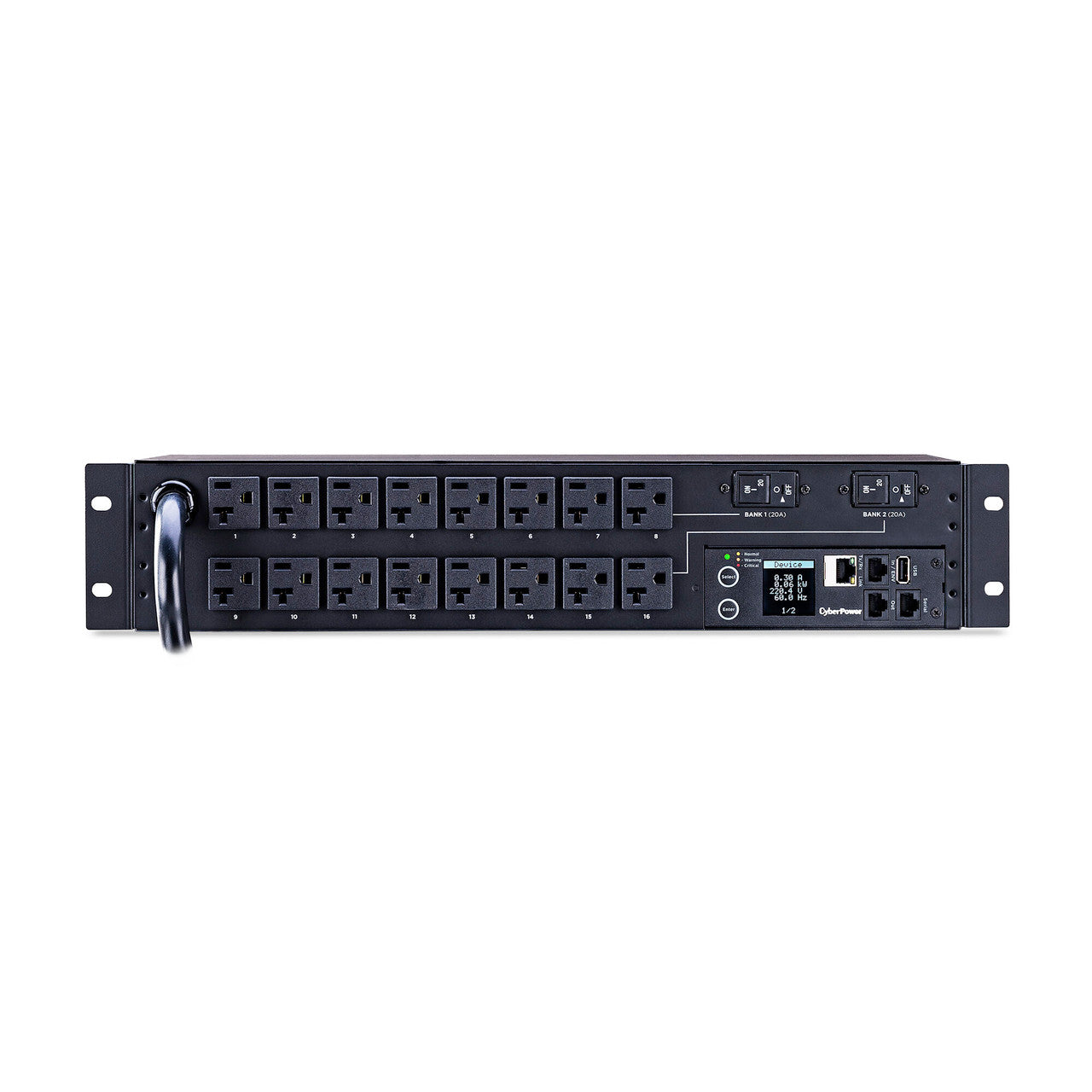 CyberPower PDU31003 Monitored PDU 30A 120V (16) 5-20R Outlets NEMA L5-30P 12ft Cord SNMP 1U 3YR WTY