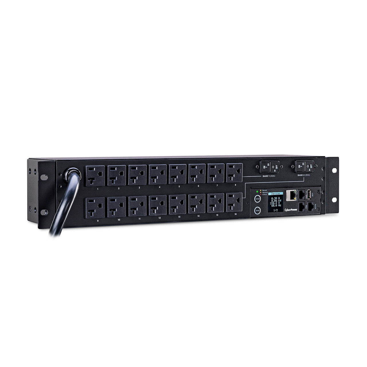 CyberPower PDU31003 Monitored PDU 30A 120V (16) 5-20R Outlets NEMA L5-30P 12ft Cord SNMP 1U 3YR WTY