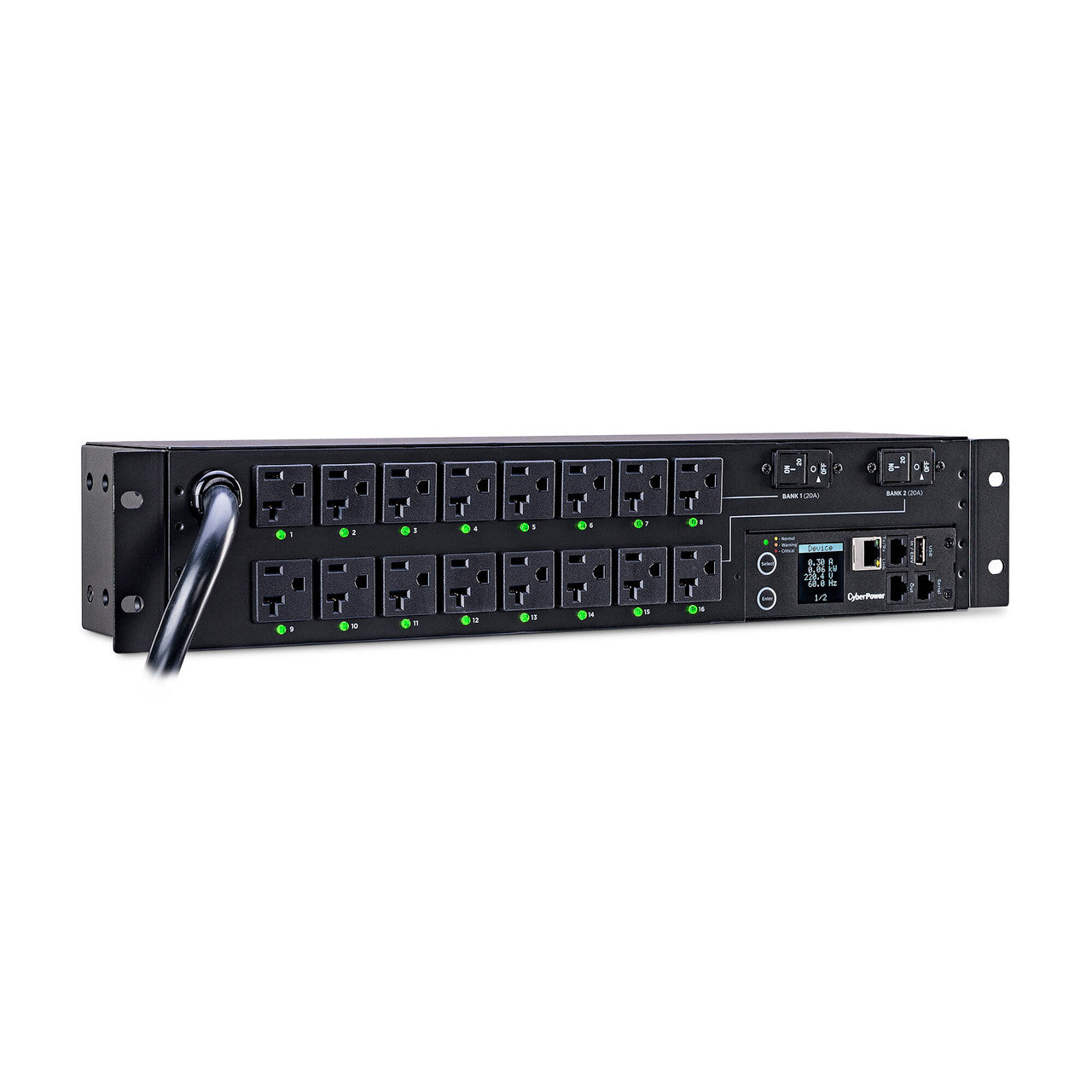 CyberPower PDU41003 Switched PDU 30A 120V NEMA L5-30P input 16 NEMA 5-20R output 12ft cord 1U 3 Year Warranty