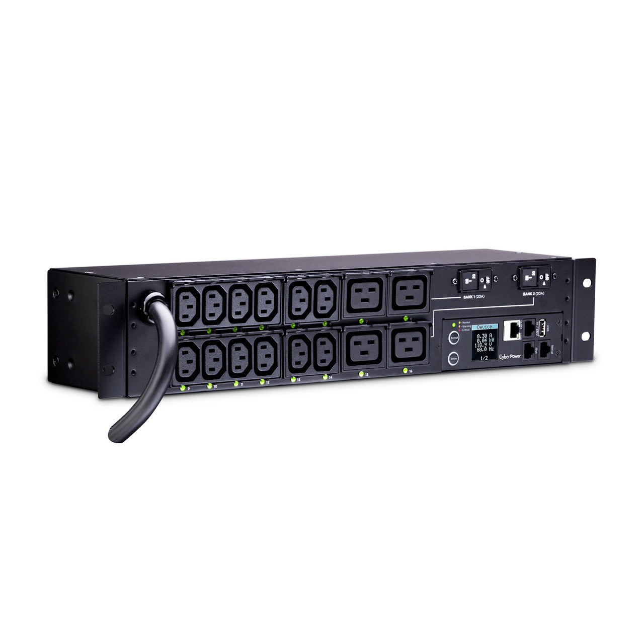 CyberPower PDU41008 Switched PDU 30A 220V (12) IEC-C13 (4) IEC-C19 Out L6-30P 12ft 2U 3YR Wty