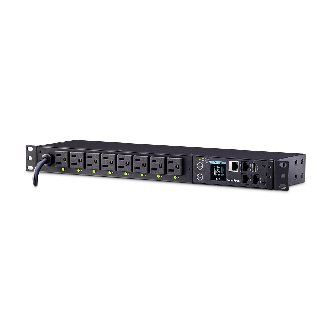 CyberPower PDU81001 SW MBO PDU 15A 120V Metered-by-Outlet Switched PDU NEMA Outlets 12ft cord 3yr Warranty